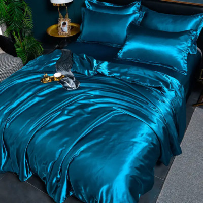 Reines Satin Seidig Bettwäsche Set Luxus Queen King Size Bett Set Steppdecke Bettbezug Li