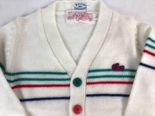 Vintage IZOD Lacoste Baby Sweater Boy Girl 18m-24m Striped Cardigan 70's 80's