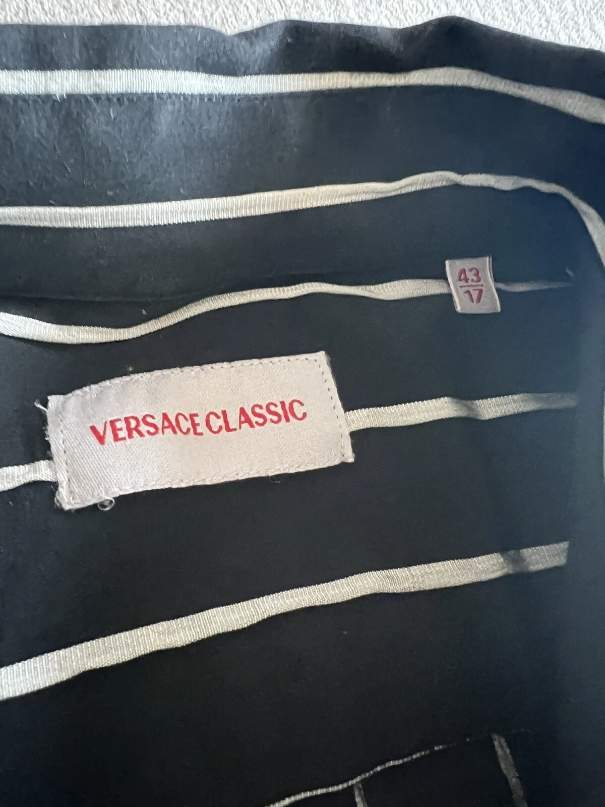 Camicia classica a righe nera Versace a maniche lunghe a maniche lunghe da uomo taglia 43 17 (L XL)