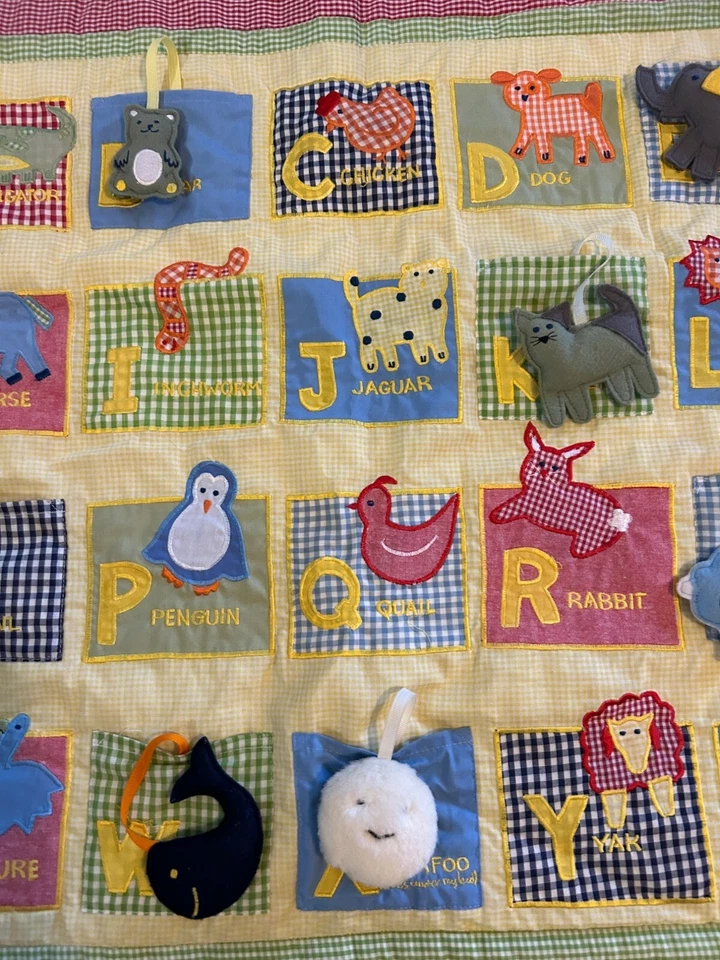 Pottery Barn детский стеганный настенный декор с алфавитом животных для детской комнаты гингха - Изображение 3 из 4