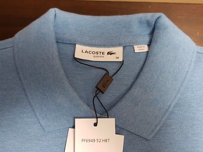 NEW W/TAG LACOSTE MEN SHORT SLEEVES SLIM FIT HORIZON BLUE