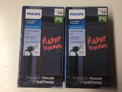 Pair (2) Philips LED Happy Holidays Projector Light **Brand New** P6 Red