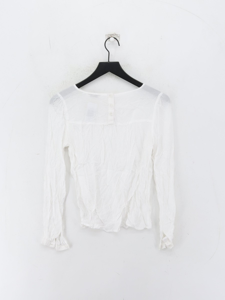 Jack Wills Women's Top UK 10 White 100% Viscose Long Sleeve