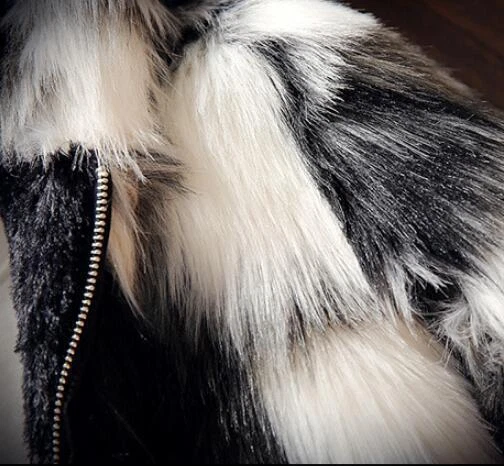 Повседневная куртка с капюшоном Мужская искусственного меха пальто зимние сгустить молнии короткие пальто теплый - Изображение 3 из 4