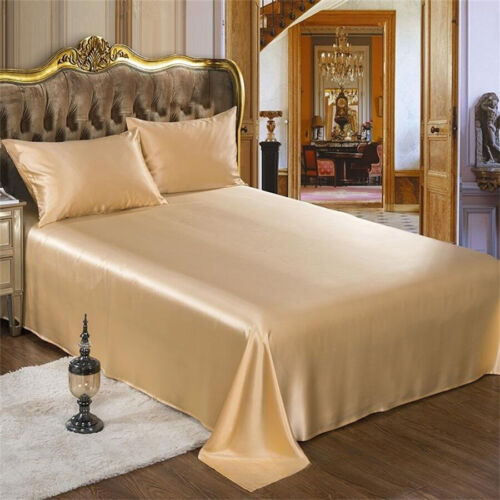 25MM Heavy Weight Nature Silk Seamless Sheets Set Fitted Flat 4pcs Bedding Set - Picture 1 of 25