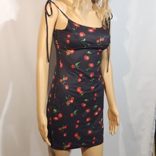 SHEIN CHERRIES SPAGHETTI STRAP DRESS BODYCON CLUB SIZE SMALL COCKTAILS CHERRY