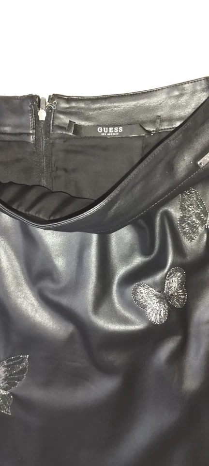 Original Guess Rock Lederrock echt Leder schwarz Gr 36 -38  - Bild 2 von 4