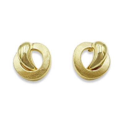 Gold Ohrringe - 9 kt Gold Ohrstecker ausgefallen Damen 10 mm 375