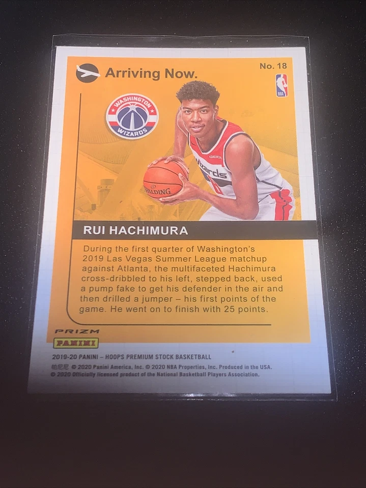 2019-20 NBA Hoops RUI HACHIMURA Arriving Now HOLO PRIZM #18 Washington Wizards!! - Image 3 of 4