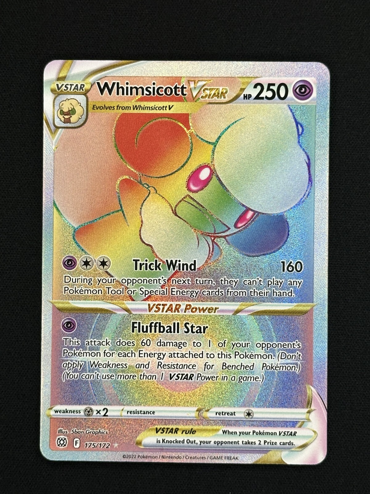 Whimsicott VSTAR 175/172 (Rainbow Secret Rare) Brilliant Stars Near Mint