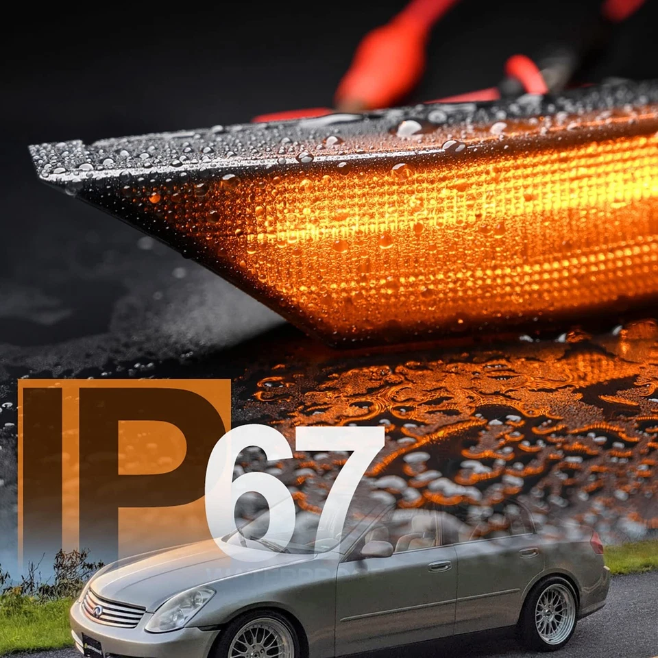 08-22 For Nissan GT-R R35 Dynamic LED Side Front Fender Marker Light Smoked 2pc Foto 3 de 4