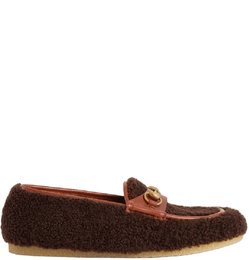 Authentique mocassin mocassin homme Gucci cacao laine mérinos Horsebit neuf