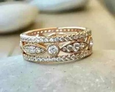 2 Ct Round Cut Lab Created Diamond Womens Wedding Band Ring 14K Rose Gold Plated