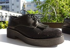 G.K.MAYER G.K.M Damen Plateau Schuhe Leder Strass Schwarz Italy Gr.37 f.Neuw