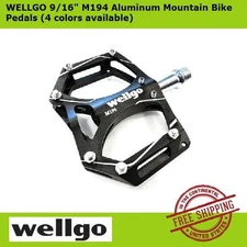 WELLGO 9/16" M194 Aluminum MTB Mountain Bike Pedals for Cycling (Black / Red)