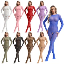 Women Rompers One-Piece Leotard Teddy Jumpsuit Babydoll Bodysuit Long Sleeve