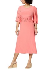 Antthony Studio Stretch Knit Lace-Up Corset Front Midi Dress Peach