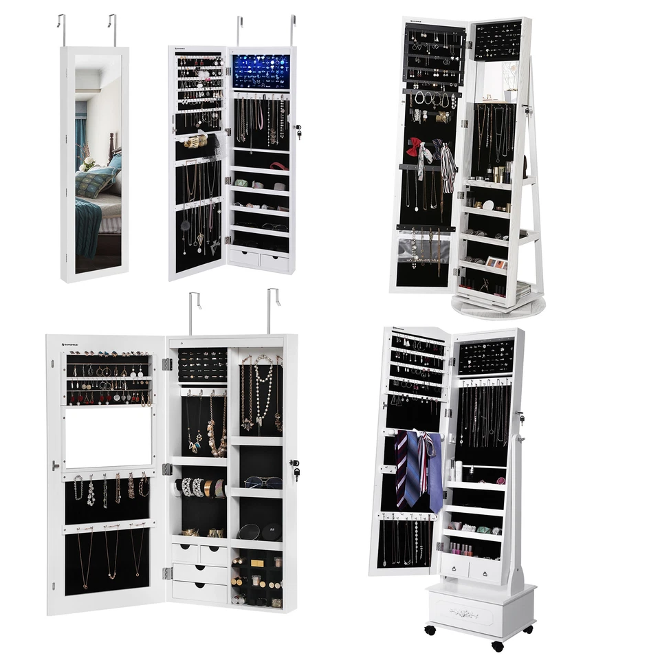 Schmuckschrank Spiegelschrank Schmuckkasten Schmuckkommode weiß Hängend  - Bild 2 von 2