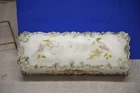 FIRE ANTIQUE MILK GLASS FLOWERS GLOVES BOX & HANDKERCHIEFS BOX MATCHING PINK