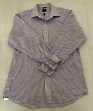 CHAPS Men’s Button Down Shirt Striped Blue White Pink 16.5 32/33 Non Iron Cotton