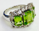 HSN Colleen Lopez Sterling Silver Peridot & White Topaz 3-Stone Ring Size 5 — photo 2