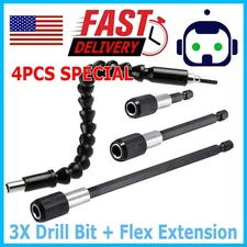 4Pc Magnetic Extension Socket Drill Bit Holder Screwdriver 1/4" Hex Shank Quick