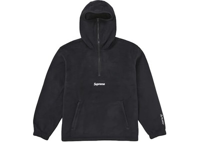 Size L - Supreme Polartec Facemask Half Zip Hooded Sweatshirt (FW24) Black Sweat