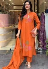 Indian Bollywood Cotton Kurta Set Designer Women Ethnic Kurti Pant Dupatta Set