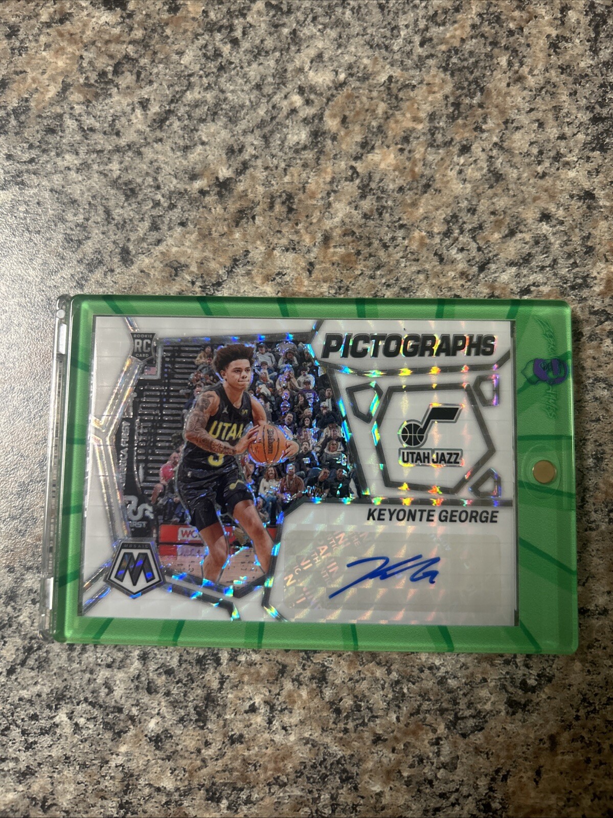 2023-24 Mosaic Keyonte George Rc Rookie Pictographs White Prizm Auto /25 Jazz
