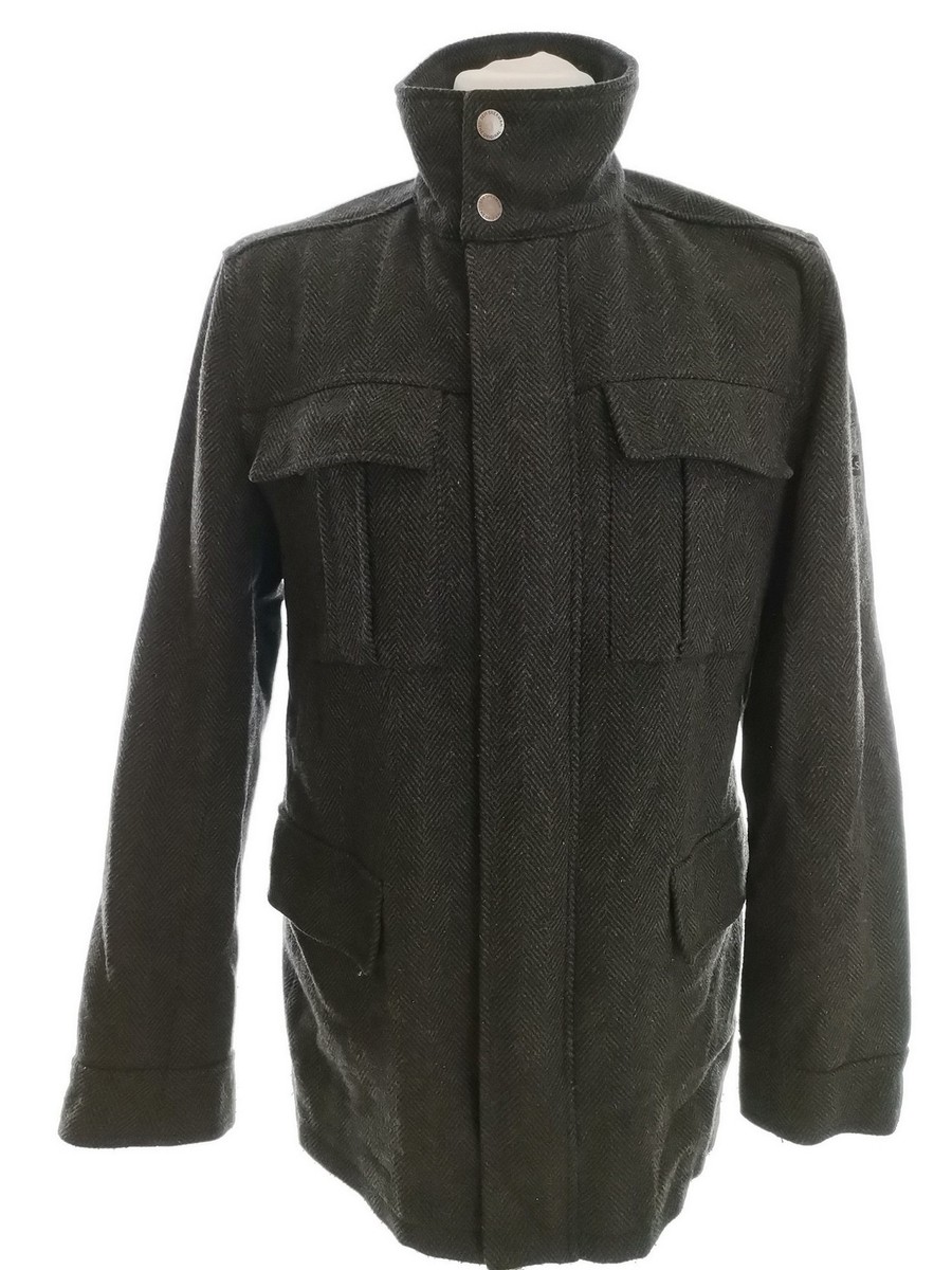 BEN SHERMAN Size M Grey Men s Jacket Wool Long Sleeve eBay