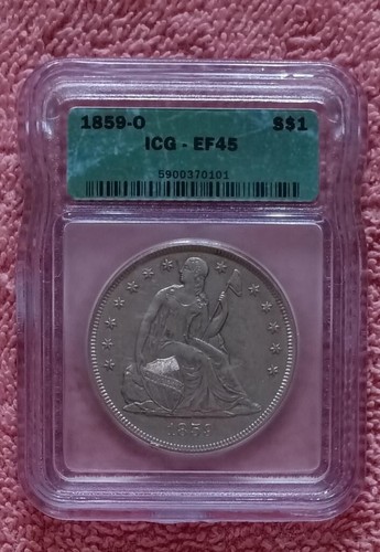 1859-O Liberty Seating Dollar, ICG XF45; beibehalten bemerkenswerter Glanz
