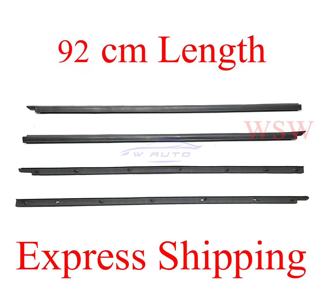 Pc Kit Rubber Felt Front Door Window Sweep Trim Seals Car