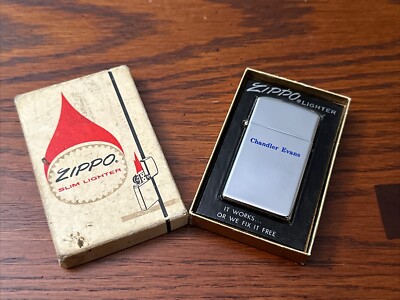 1969 Vintage Zippo Slim Lighter - Chandler Evans - High Polish Chrome w/Box