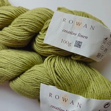 Rowan Creative Linen yarn - 100g skein  shade 629 green,  linen and cotton blend