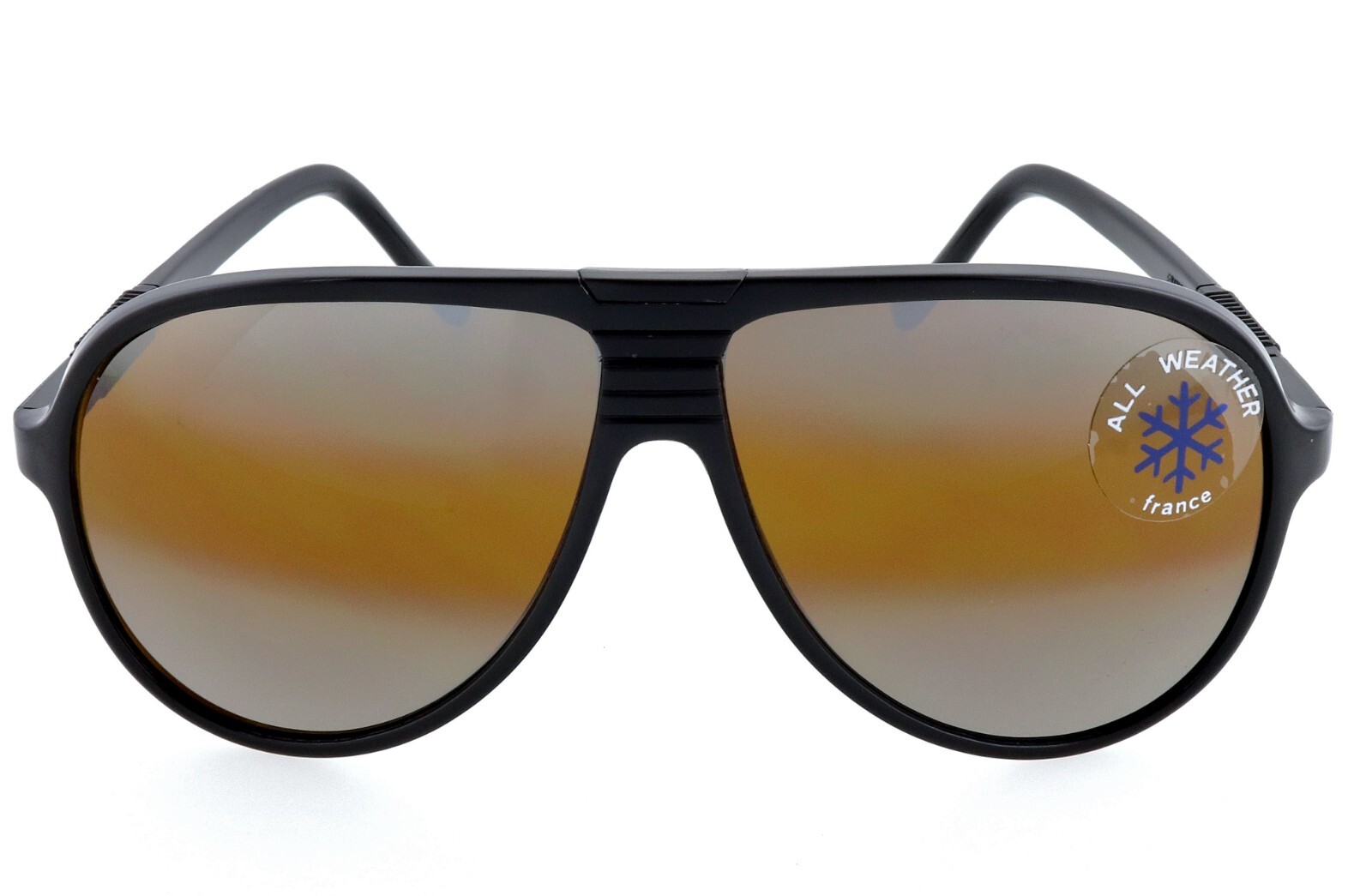 New Vintage BOLLE 58mm Black Aviator Sunglasses France + Bonus Lenses