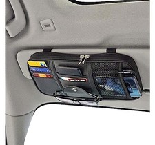 Car Sun Visor Organizer, Multi-Pocket Visor Organizer Storage Pouch for Black