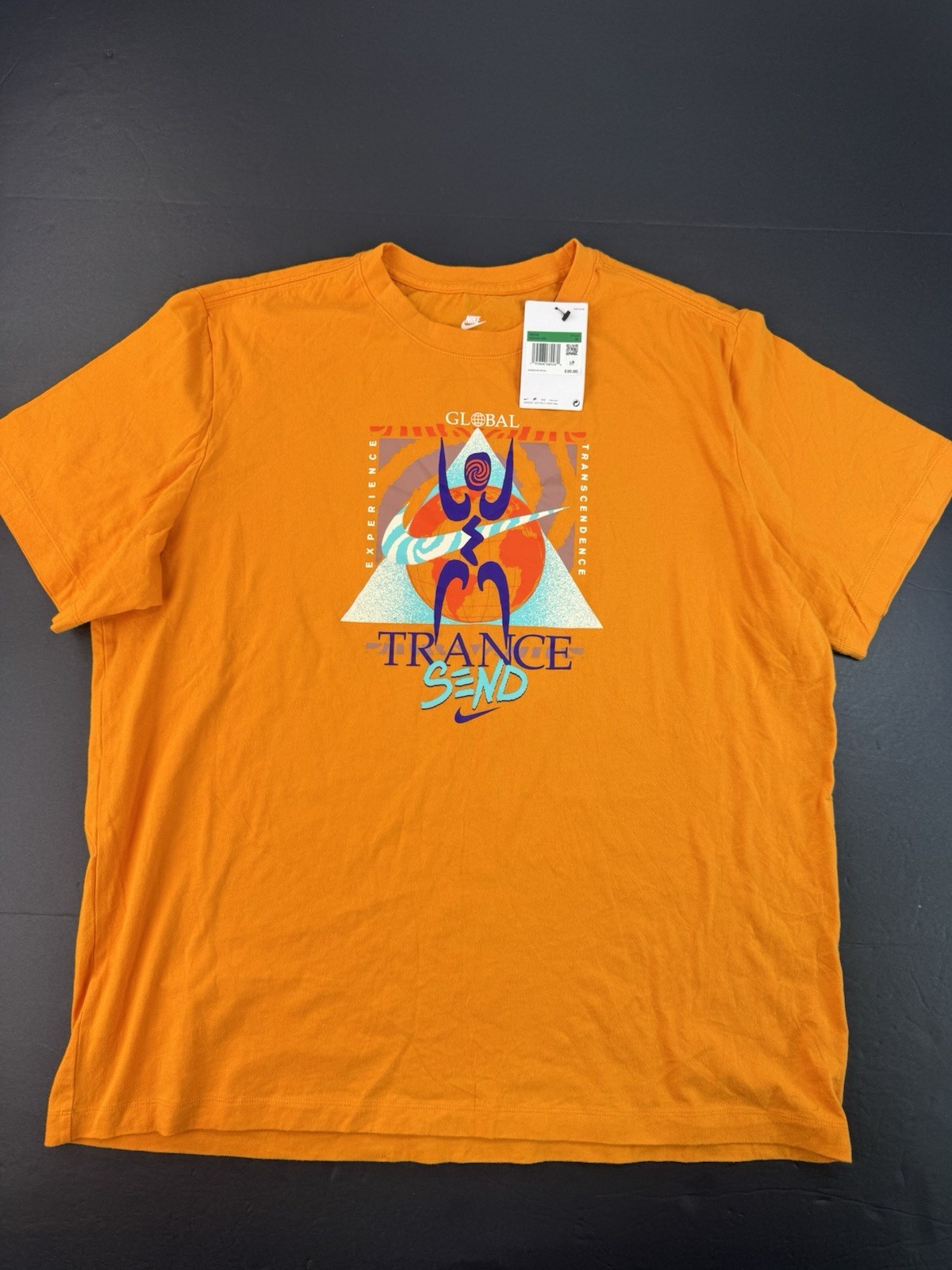 Nike Men's Transcend Festival T-Shirt Crew Neck Orange Size XL NEW DQ1063-886