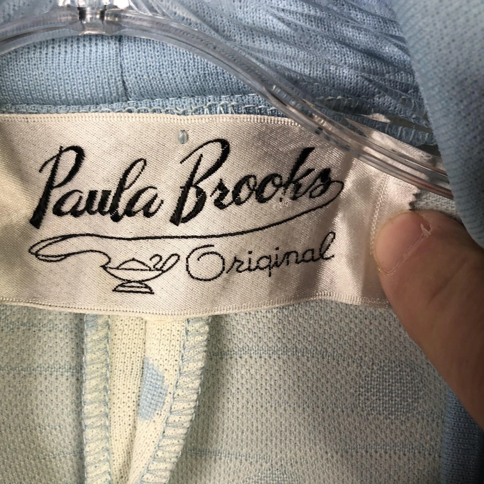 Vintage Paula Brooks 3 Piece Skirt Suit Set Womens 12 Blue White Polka Dot 70s - Image 4 of 4