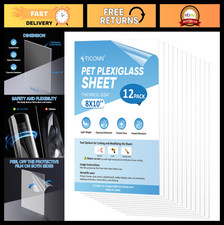 12PK 8"x10" Clear PET Plexiglass Sheets - Flexible Plastic Panels for DIY Crafts