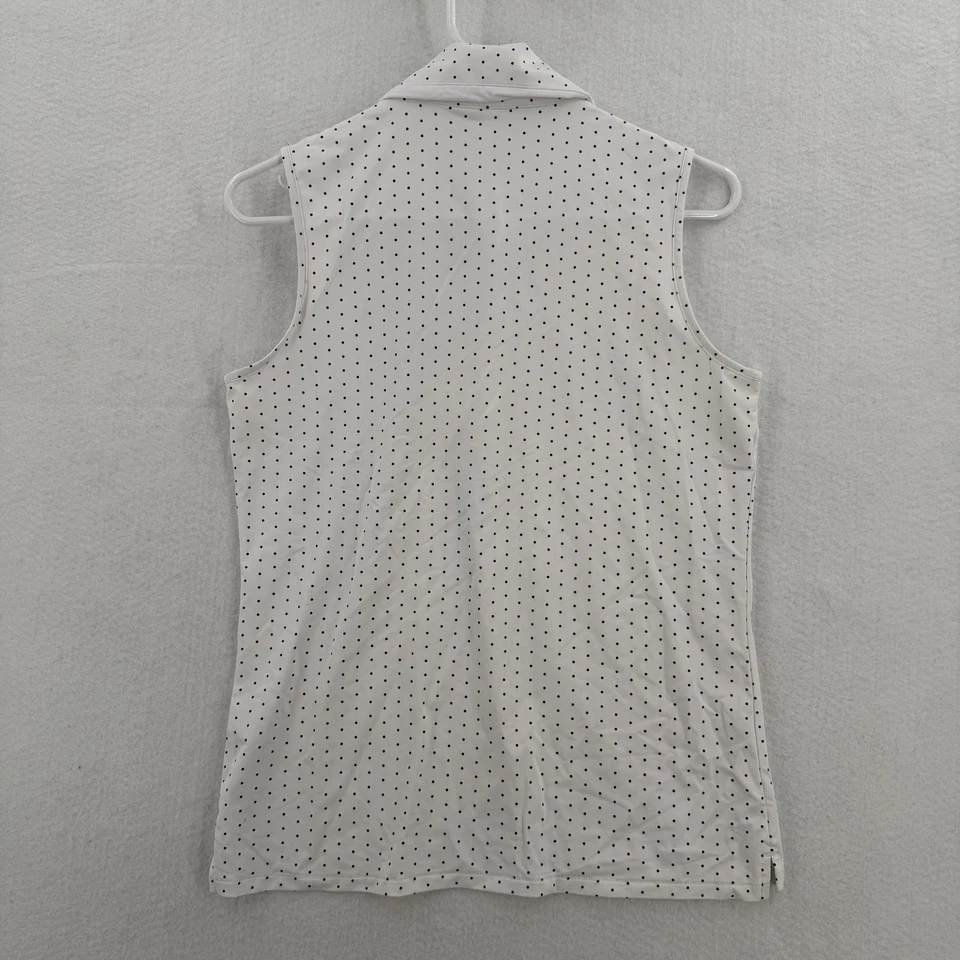 Camisa Polo G/FORE Para Mujer Mediana Blanca Sin Mangas Golf Estampado Lunares Elastizada Foto 2 de 4