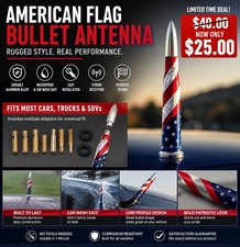 American Flag Bullet Antenna Short Aluminum For Cars Trucks Suvs W Adapters