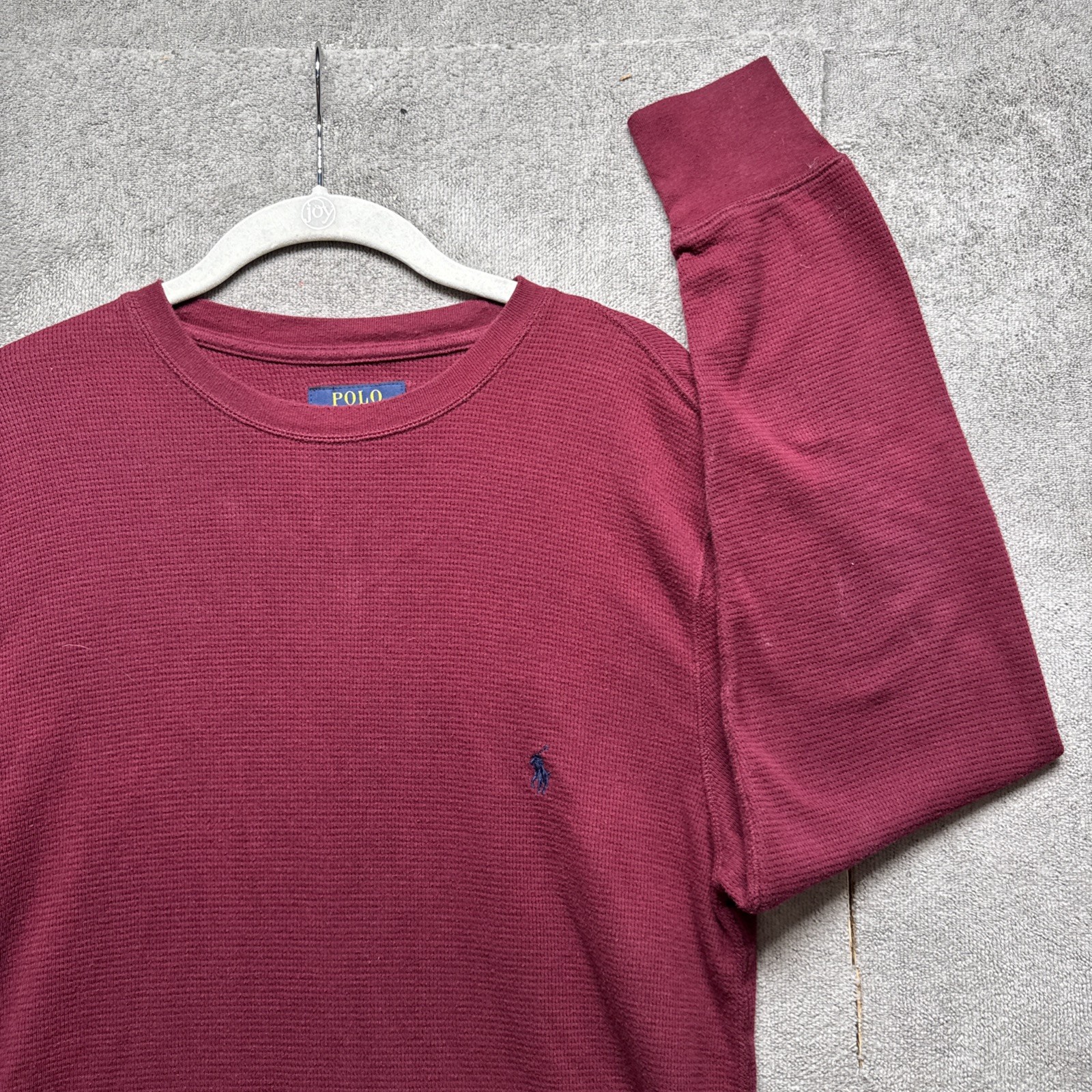 Polo Ralph Lauren uomo media bordeaux waffle maglia camicia termica logo pony