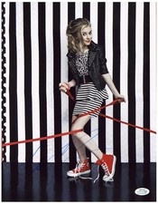Genevieve Hannelius Signed Autographed 11x14 Red Sneakers Leather Jacket Photo