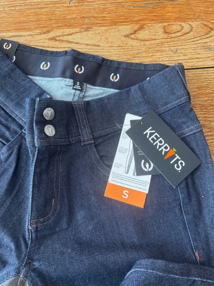 NUEVO CON ETIQUETAS Kerrits Denim Elástico Asiento Completo Nalga EQUESTRIAN Para Mujer Talla Pequeña Foto 4 de 4