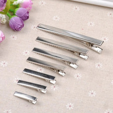 Lot Alligator Hair Clips Single Prong Hairpin with Teeth Blank Metal Base DIY
