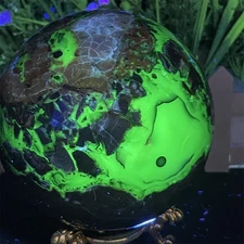 3.3LB 3.9" Natural Fluorescence Agate Sphere Ball Quartz Crystal Reiki Healing