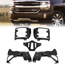 Front Bumper Support+Mount Bracket Set For 2016-2018 Chevrolet Silverado 1500