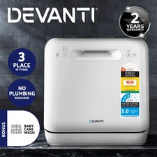 Devanti 3 Place Benchtop Dishwasher Countertop Portable Dish Washer Cleaner