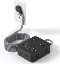 HANYCONY 10ft Power Strip Surge Protector 8 Outlets 4 USB 2 USB-C Flat Plug