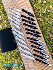 24pc Set Mix 4 Designs 5.5" Throwing Knives with Pouch Black and Silver Blades 